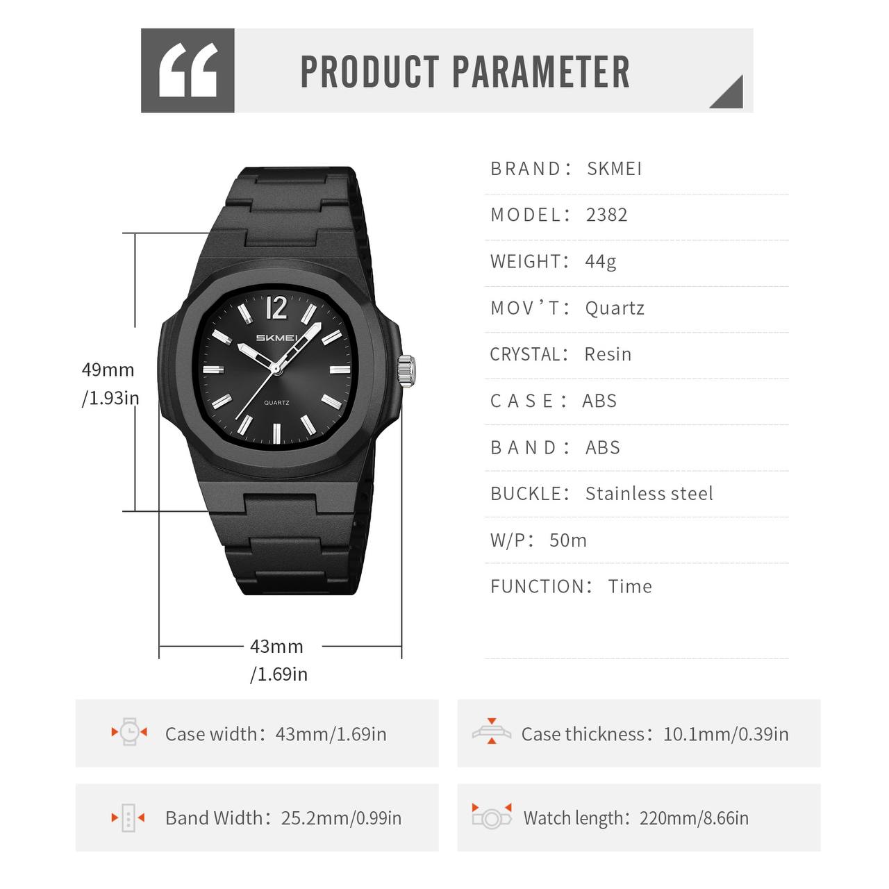 Reloj SKMEI ref-2382 Negro Mate